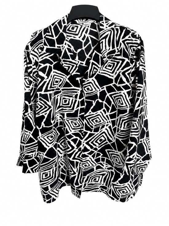 Notations Jackets & Blazers - Notations Woman Vintage Geometric Shirt Jacket Top 1X Black White Shoulder Pads
